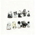 10pcs Handmade Gothic Press on Nails Punk Dark 3D Musical Note Design False Nails Fashion Duckbilled French Fake Nail Tips