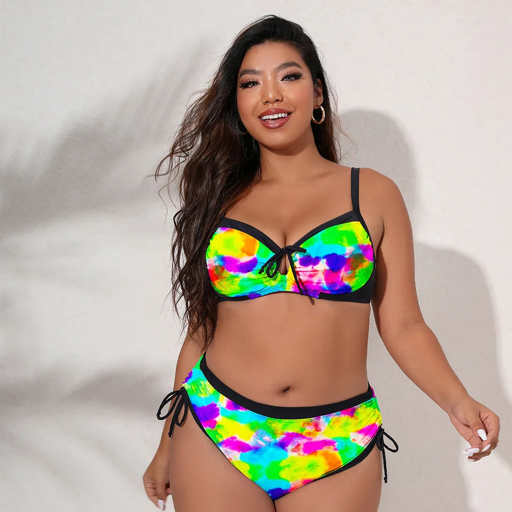 2022 New Plus Size Swimwear for Women Swimsuit Large Bathing Suits Two-piece High Waist Push Up Bikini Set Sexy L-4XL