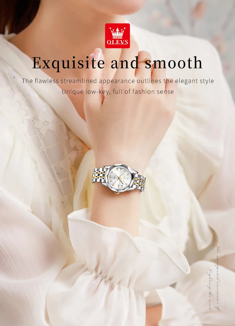 OLEVS 9931 Watch For Men Women Roman Scale Quartz Couple Watch Rhombus Mirror Auto Date Wristwatch Luxury Waterproof Hand Clock