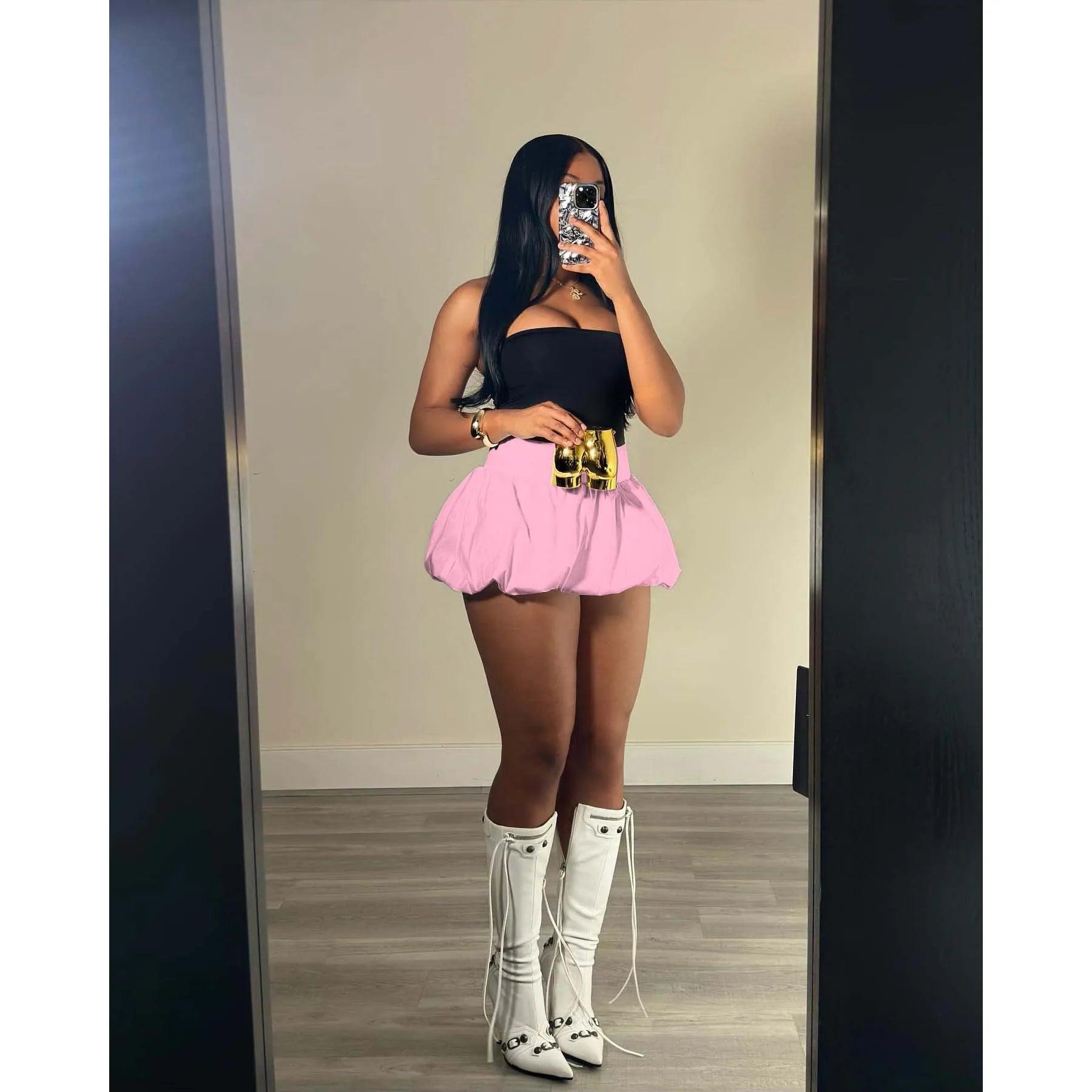 Puff Mini Skirt Cute Sexy Dress Y2K Streetwear 2024 Women Fashion Summer Clothes High Waist Pencil Short Bubble Pleated Skirts