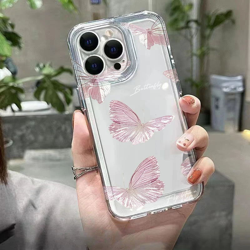 Butterfly Pattern Phone Case For iPhone 17 Cases iPhone 16 Pro Max 15 Plus 14 13 12 11 7 8 17E 16E XS XR X Transparent TPU Cover