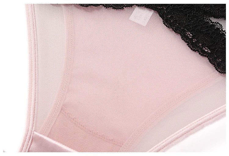 Meet'r Sexy Tempting Underwear Panties Lingerie French Satin Lace Ice Silk Transparent Knit Low Waist Triangle Briefs for Women