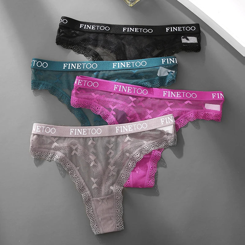 Sexy Lace Women's Thong FINETOO Perspective Thongs Women Panties Low Waist T-Back Female Underpants Soft Breathable Lingerie