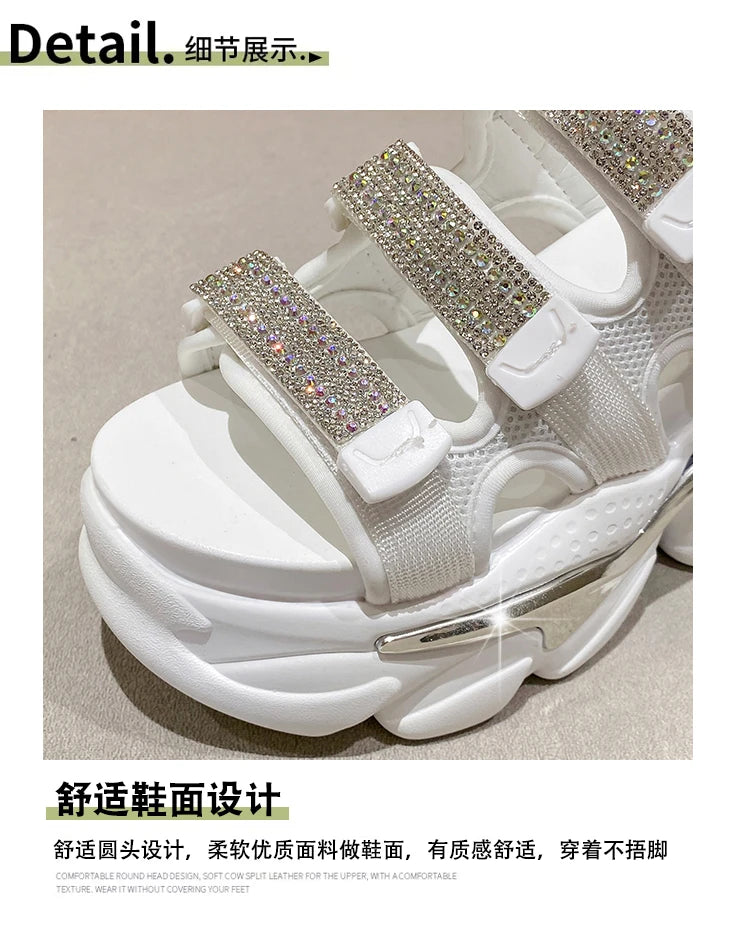 Summer Women Slippers Flip-Flops Ladies Beach Bling Chunky Shoes Wedge Heels Outside Sandals Woman High Platform Slippers 10.5CM