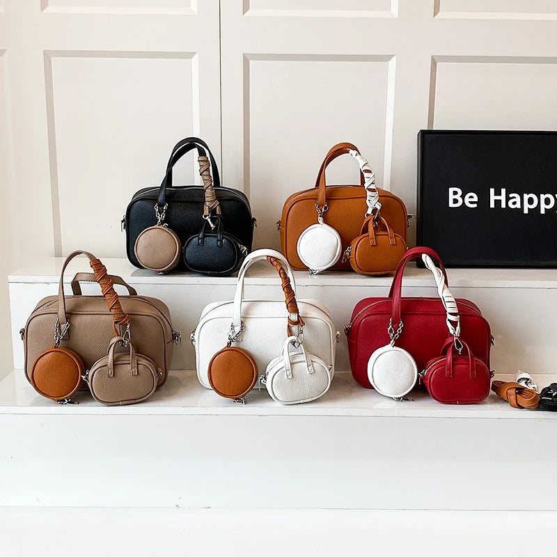 Casual Handbag 3-IN-1 Fashion Brand Messenger Bags for Women Pu Leather Crossbody Bag Lady Totes Large Capacity Travel Bag