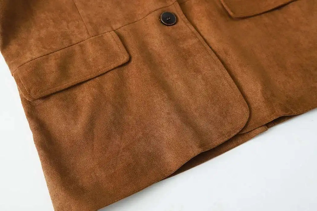 [LANMREM] Vintage Blazers For Women Notched Single Breasted Long Sleeve Office Lady Loose Jackets 2025 Autumn New 26D9821