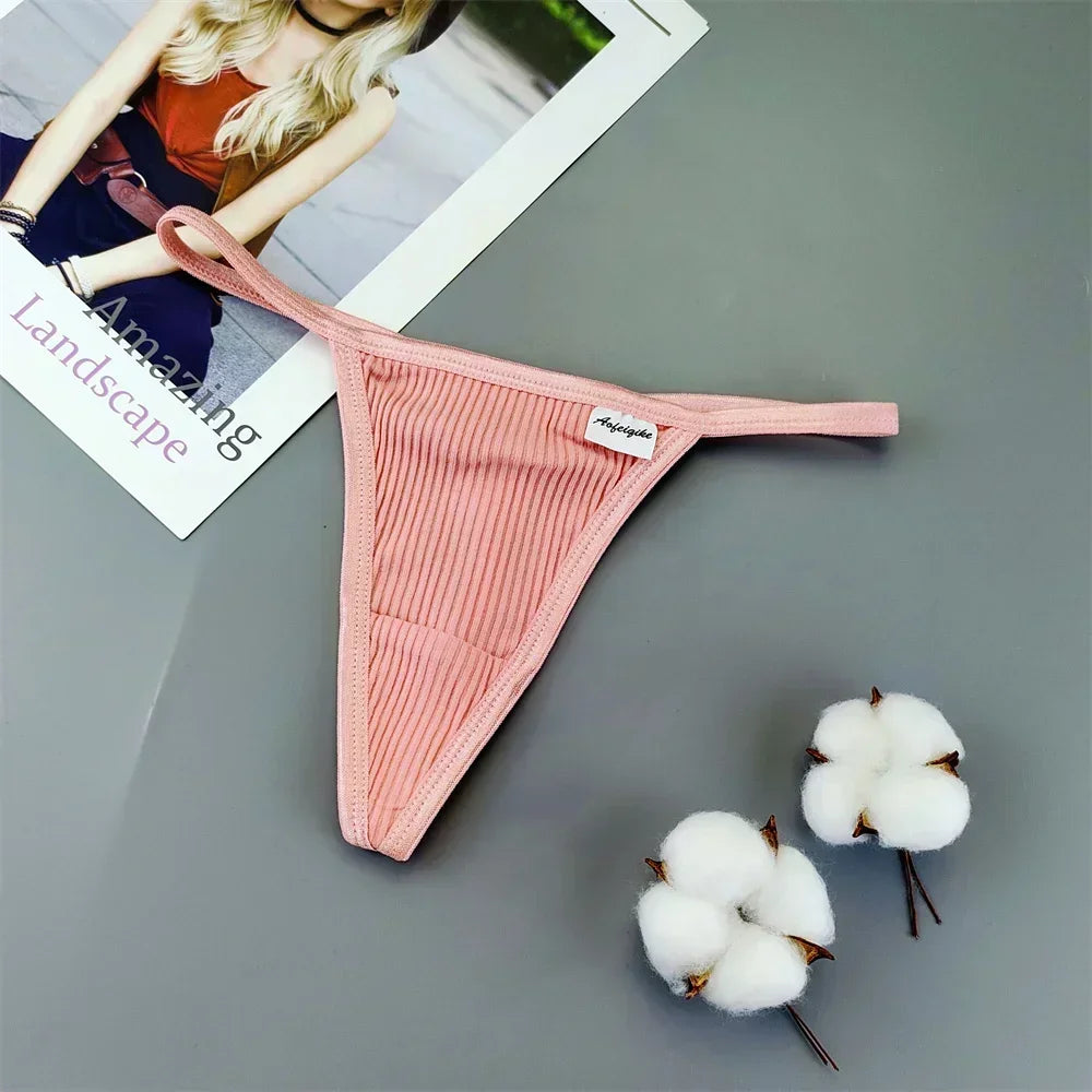 3PCS Strappy Cotton T Back Women Plus Size Thongs Sexy Lingerie S M L XL Ladies G-strings Low Waist Bikini Brief Underwear