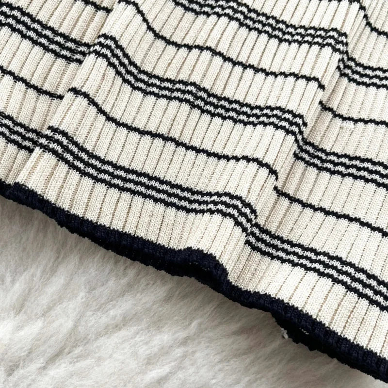 Summer Women Sexy Sleeveless Off Shoulder Sundress Knitted Camisole Dress Metal Star Hit Striped Short Bodycon Wrap Dress