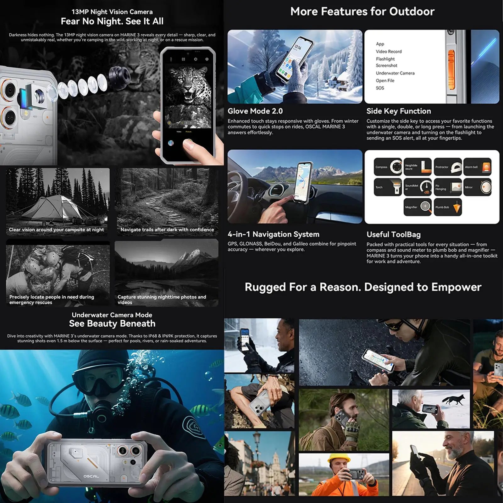 Blackview Oscal Marine 3 Smartphone 6.56" HD 90Hz Display Helio 81 8GB+128GB/ 256GB 16MP Camera 5000mAh Android 16 4G Mobile