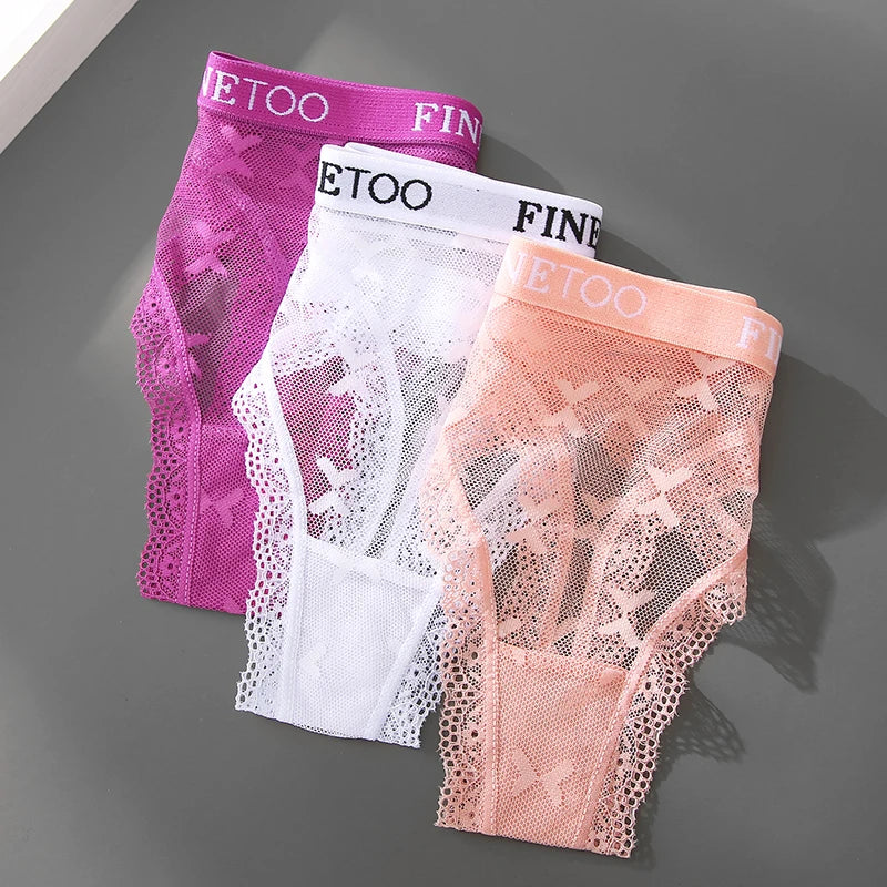 Sexy Lace Women's Thong FINETOO Perspective Thongs Women Panties Low Waist T-Back Female Underpants Soft Breathable Lingerie