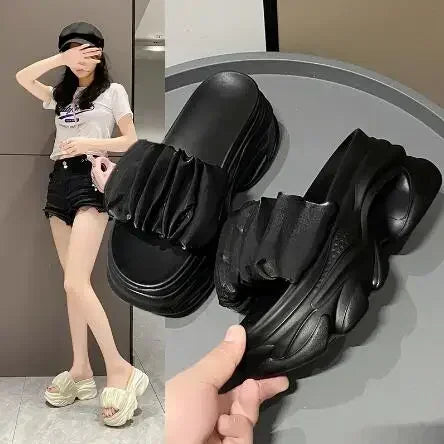 NEW Women Summer Chunky Sandal Platform Slipper 9CM High Heels Ladies Hollow Out Slides Beach Flip-Flop Woman Sandalias De Mujer
