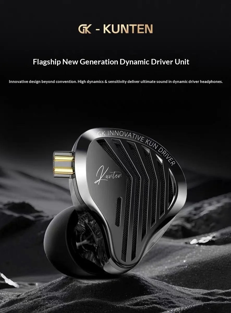 GK KUNTEN Dynamic Drive Headphones HIFI Heavy Bass Earbuds Sports Metal Headphones Detachable Eeadphones 2PIN KZ Zenith ED Gift