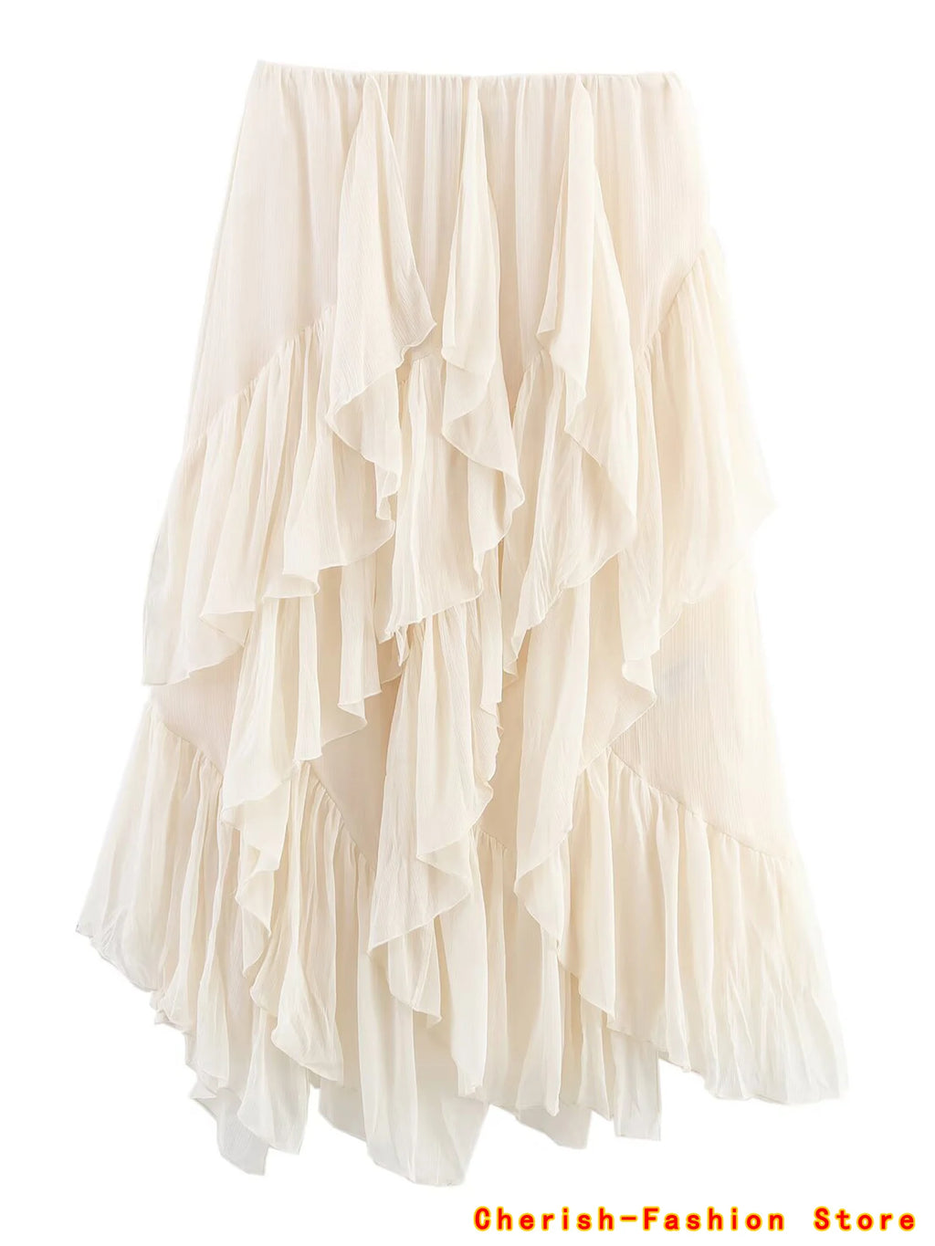 Irregular Ruffles Cake Skirt Pleated Cake Womens Skirt High Waist Faldas Mujer Japan Style Eleganr Skirts Spring Summer 2025