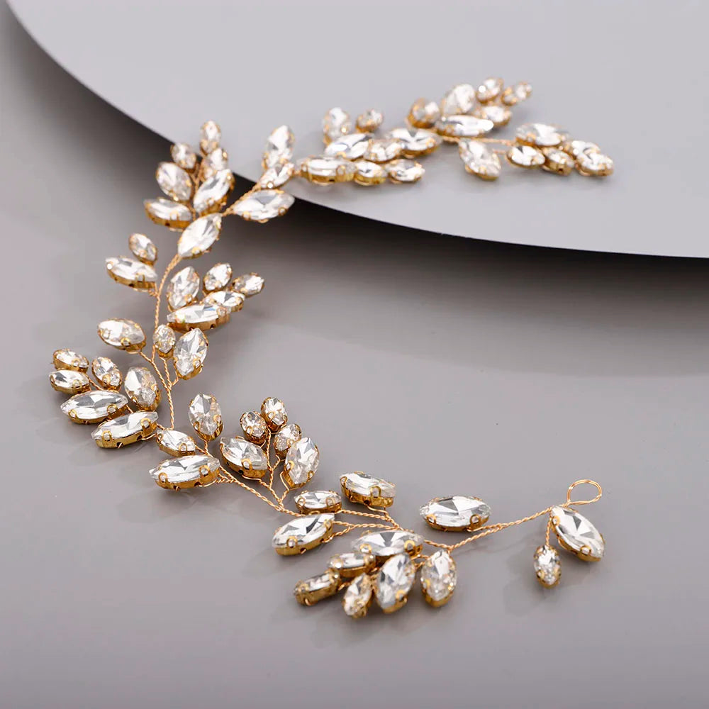 Gold Wedding Head Jewelry Red Bridesmaid Headpieces Blue Handmade Rhinestone Headband Bridal Hair Accessories Tiaras For Women