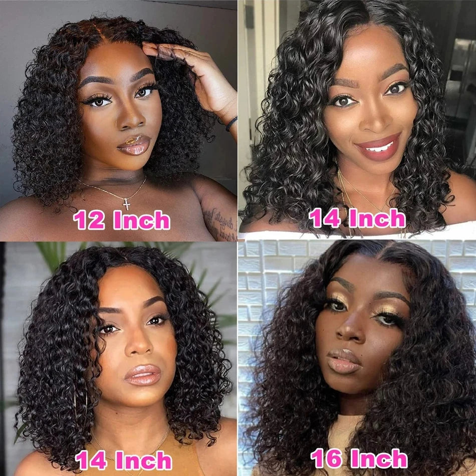 Water Wave 4x4 Glueless Bob Wigs Human Hair Brazilian Hair Wigs For Women Curly Wigs On Clearance Sale Glueless Wigs Human Hair