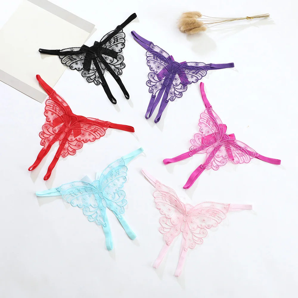 Sexy Female Panties Butterfly Thong Girl Embroidery Lingerie Transparent Ultra Thin Sexy Woman Underwear