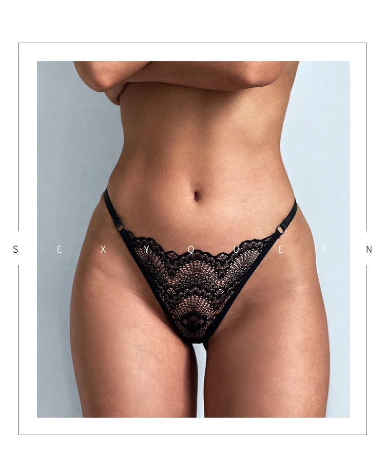 SP&CITY Low Waist Thin Transparent Thongs Lace Women's Underpants Sexy See Through Panties Erotic Hollow Out Seamless Briefs