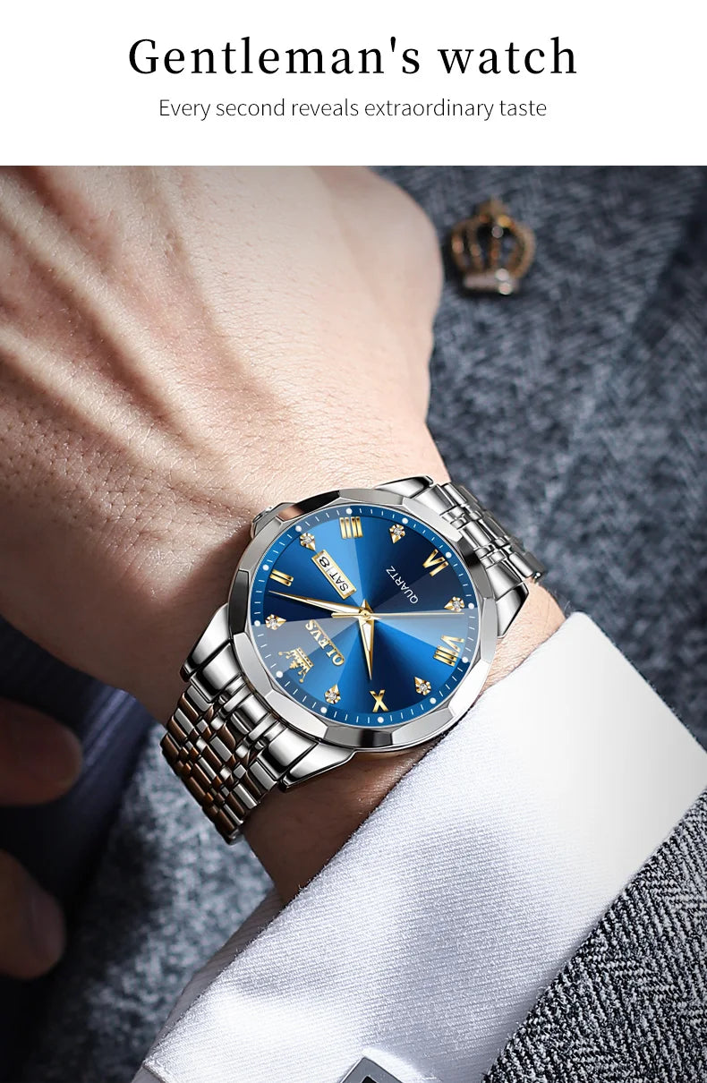 OLEVS 9931 Watch For Men Women Roman Scale Quartz Couple Watch Rhombus Mirror Auto Date Wristwatch Luxury Waterproof Hand Clock