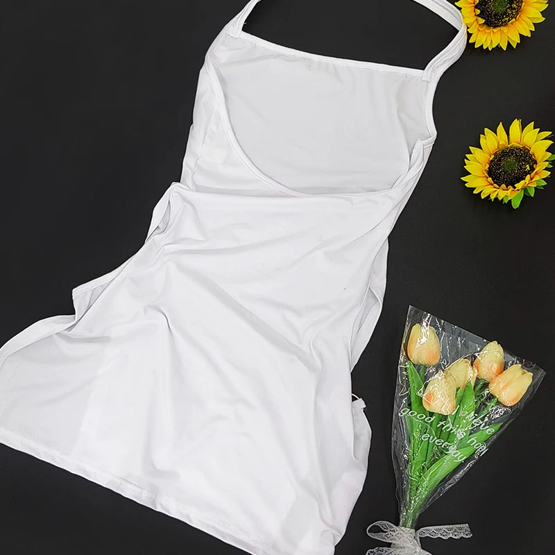 Women Sexy Dress Elegant Lady Sleeveless Ring Buckle Side High Slit Cutout Night Club Dresses Y2k Halter Mini Dress Streetwear