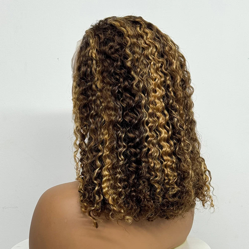 Jerry Curly Double Drawn Wigs 280% Density 13x4 Transparent Lace Frontal Human Hair Pixie Curly Human Hair Wig for Black Women