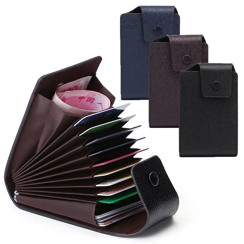 New PU Leather Men Wallet Credit Cards Bank Card Change Holder Fashion Casual Business Mini Multifunctional Buckle Purse Pocket