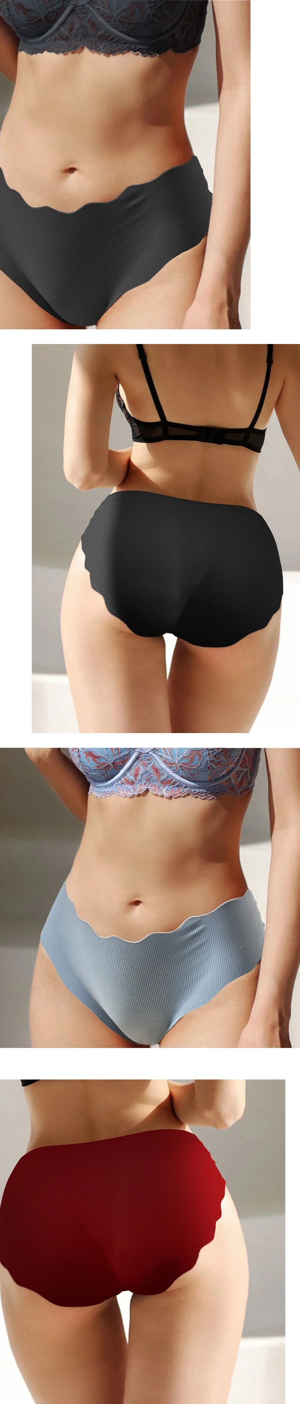 GICZI 10Pcs/Set Women's Panties Seamless Ice Silk Underwear for Woman Multicolor Striped Briefs 2024 New Fashion Underpants S-L