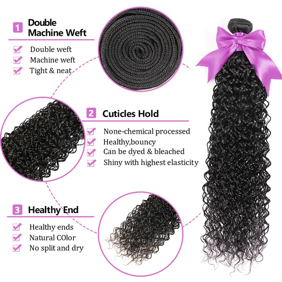 Water Wave Human Hair Bundles with Closure Brazilian Raw Hair Bundles with 5x5/6x6 Closure 34 36 38 40 inch Bundles Human Hair
