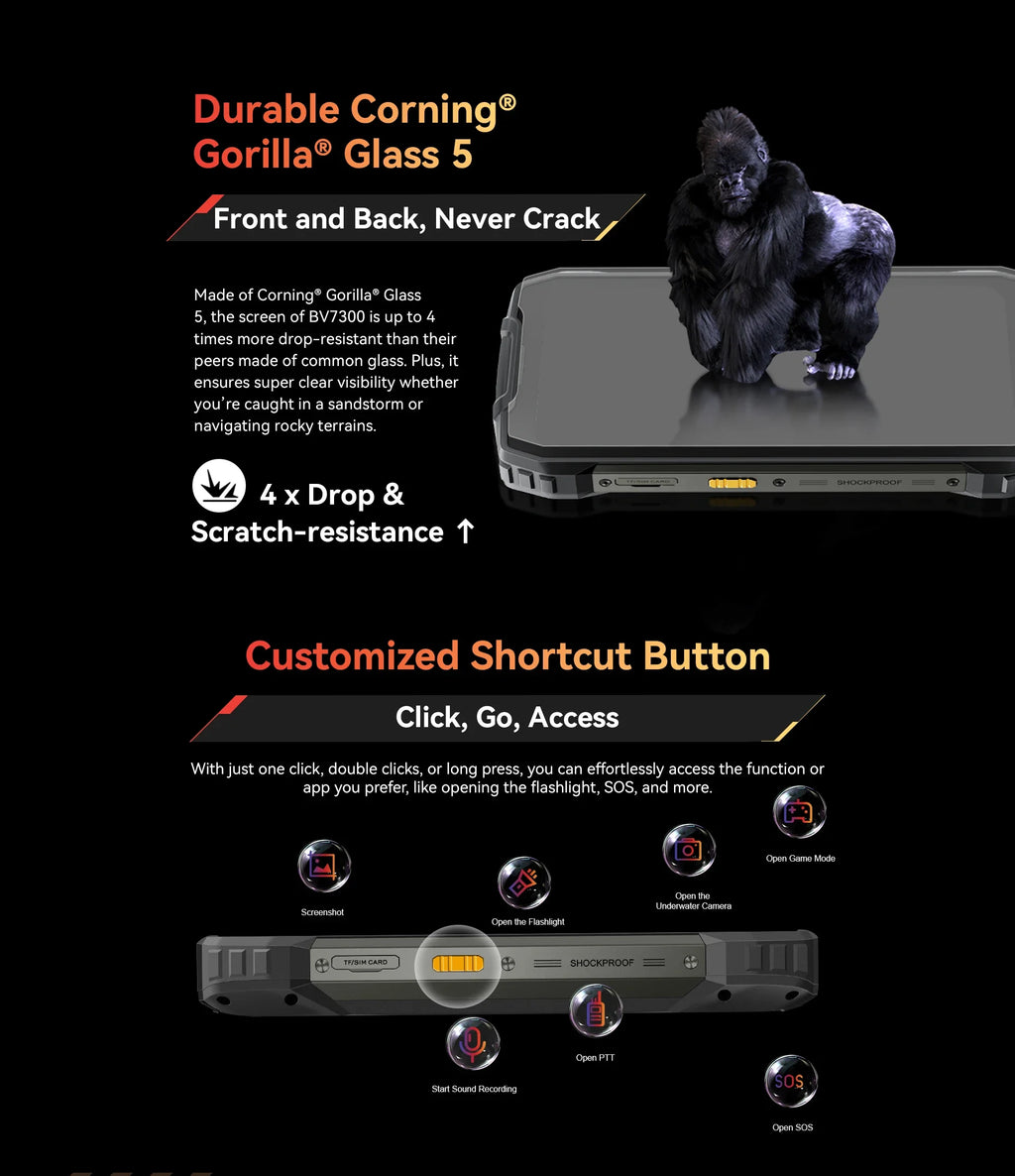 Blackview BV7300 Rugged Phone 18GB(6+12) 256GB Dual Camping Lights Call Phone Helio G81 Octa Core 15000mAh Smartphone Android 14