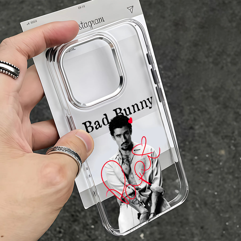 B-Bad Bunnys Art Phone Case For iPhone 17 16e 16 15 14 13 12 11 mini Pro Max X XR XSMAX 8 7 Air Plus Transparent Soft Cover