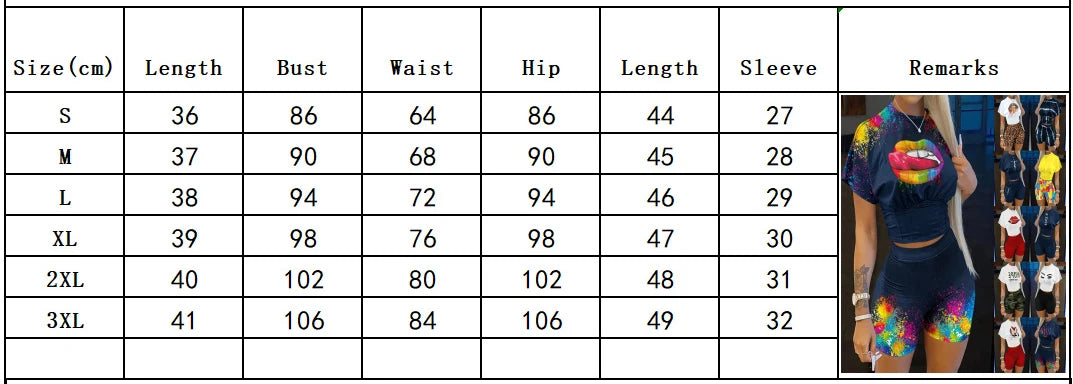 Two Piece Set Women Letter Print Short Sleeve Crop Corset T-shirt & Ladies High Waist Shorts Set Pants Outfits Plus Size