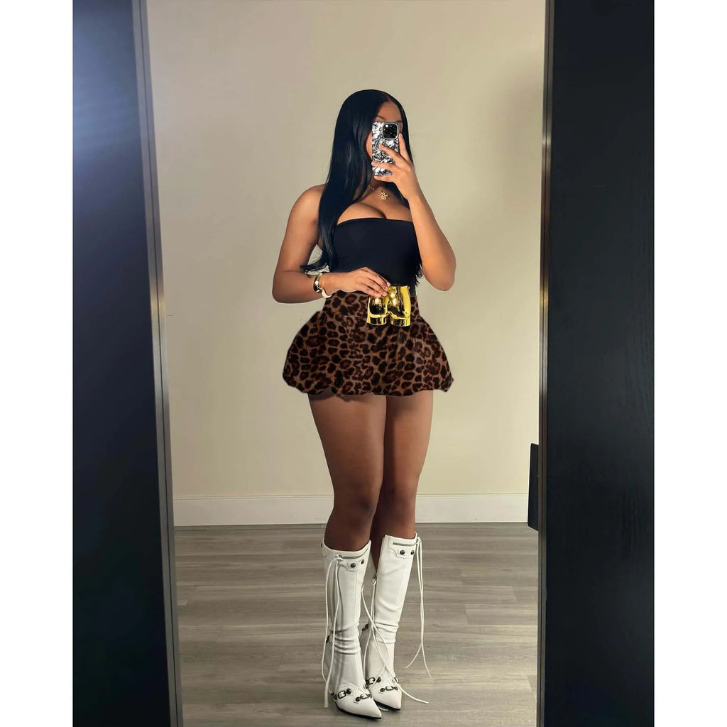 Puff Mini Skirt Cute Sexy Dress Y2K Streetwear 2024 Women Fashion Summer Clothes High Waist Pencil Short Bubble Pleated Skirts