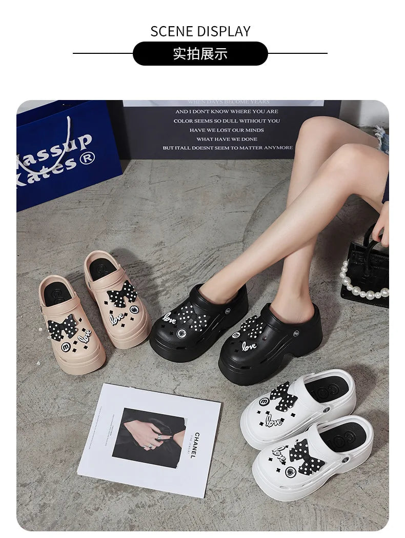 Women Chunky Platform Sandals New Summer Soft Thick Sole Diy Clogs Garden Shoes Woman Closed Toe Non-Slip Beach Slides Sandals