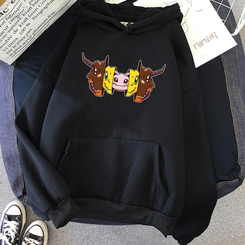 digimon hoodies men Korean style y2k aesthetic harajuku anime tracksuit Hooded Shirt man gothic clothes