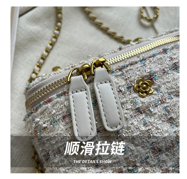 Women Shoulder Bags 2023 Popular Fashion Niche Crossbody Bag Wool Chain Small Square Bag Fashionable Purses and Handbags