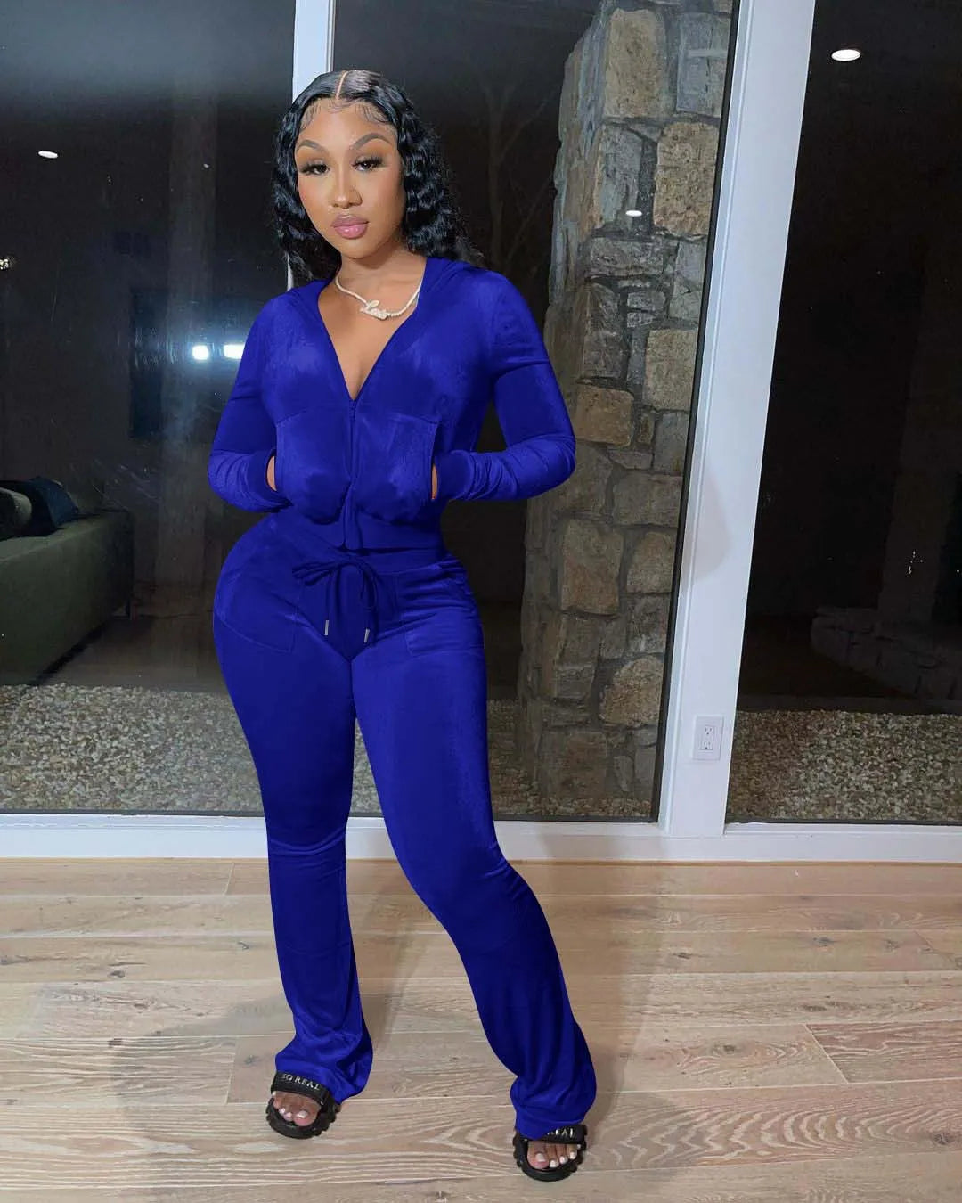 Fashion Sexy Slim 2 Piece Set For Women Casual Solid Hooded Zip Tops+High Waist Pants Sets Outfits Lady Sports Women's Clothing
