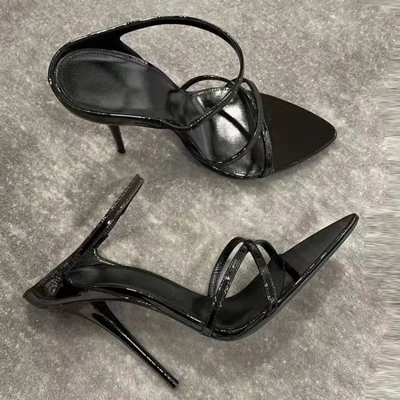 Super high heel non-tiring feet high heels women's summer new sexy pointed toe open-toe one-strap non-slip stiletto sandals