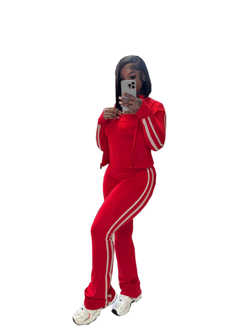 CM.YAYA Women's Set Long Sleeve Cargidan +strapless and Striped Pants Suit Three 3 Piece Set 2025 Street Active Outfit Tracksuit