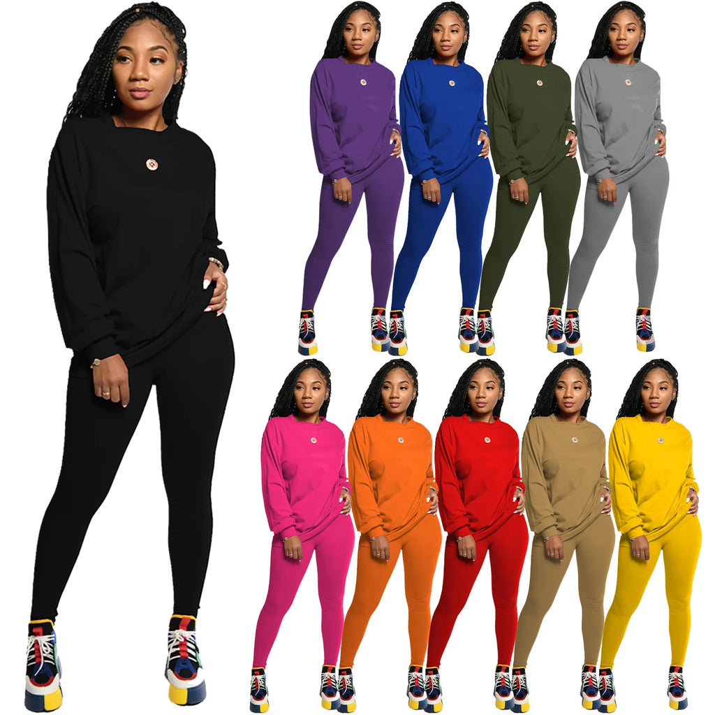 two piece set women 2 piece set stacked leggings clothes for women outfits stacked pants tracksuit female fall clothes 2024