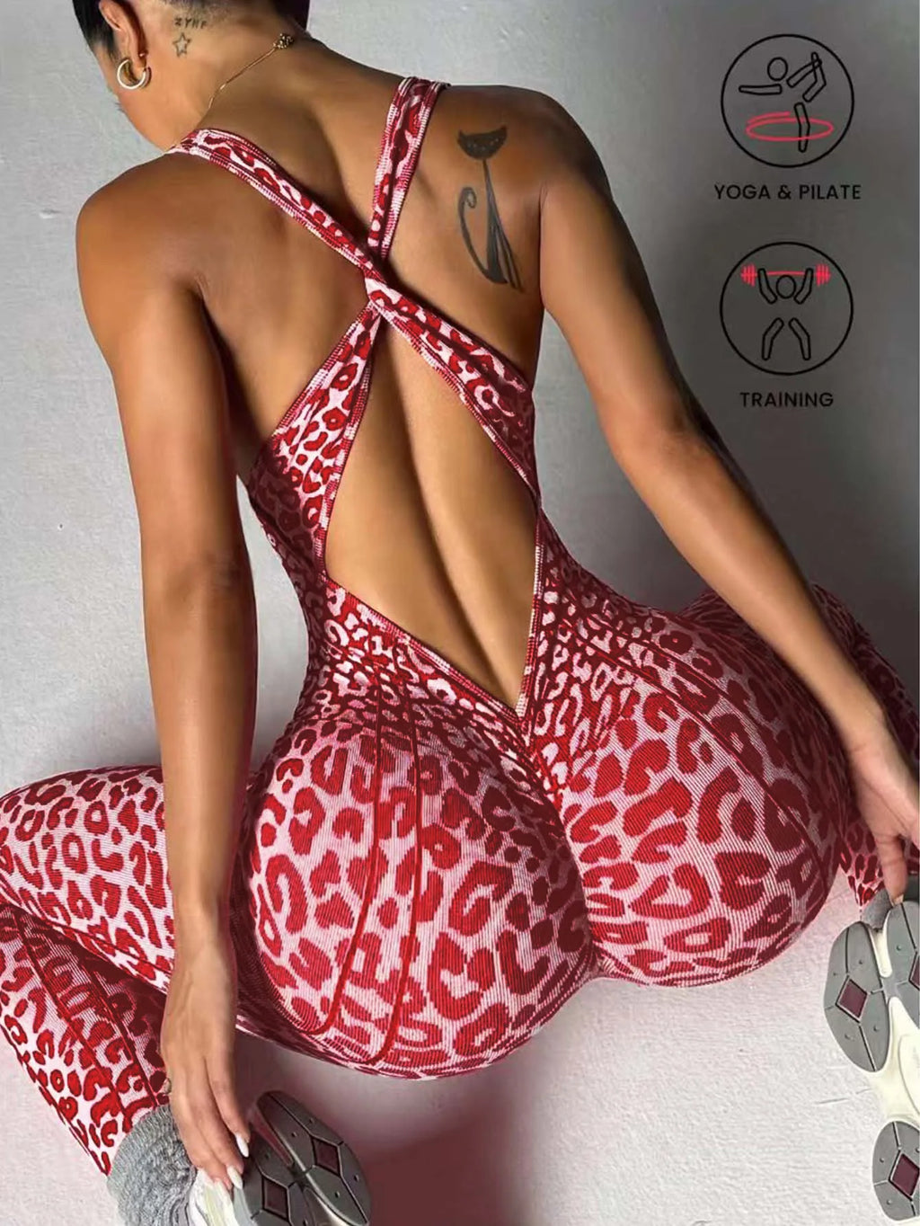 HLJ&GG Spring Sexy Leopard Print Patchwork Bodycon Jumpsuits Women Spaghetti Strap Backless Rompers Female Streetwear Overalls