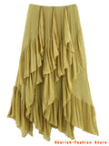 Irregular Ruffles Cake Skirt Pleated Cake Womens Skirt High Waist Faldas Mujer Japan Style Eleganr Skirts Spring Summer 2025