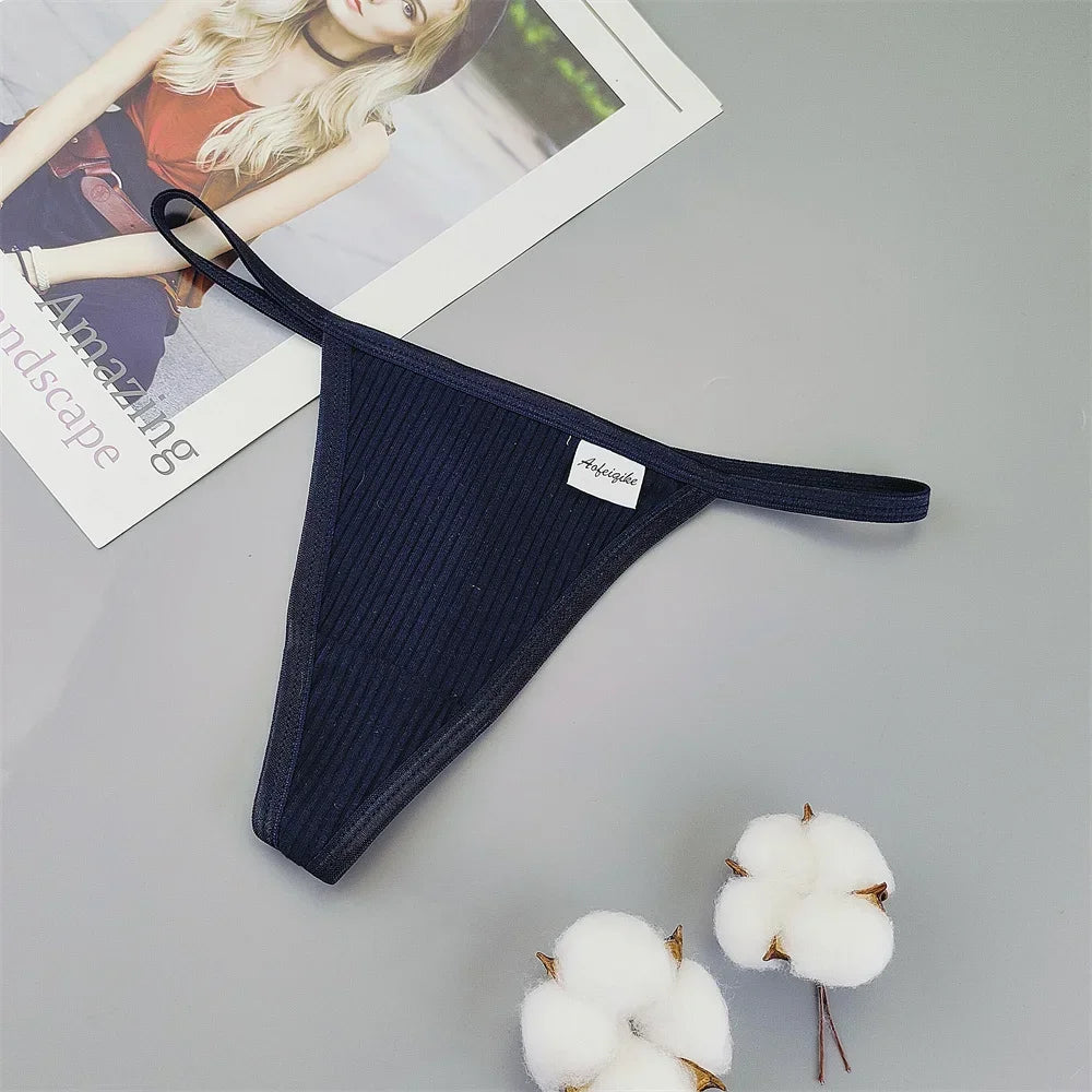 3PCS Strappy Cotton T Back Women Plus Size Thongs Sexy Lingerie S M L XL Ladies G-strings Low Waist Bikini Brief Underwear