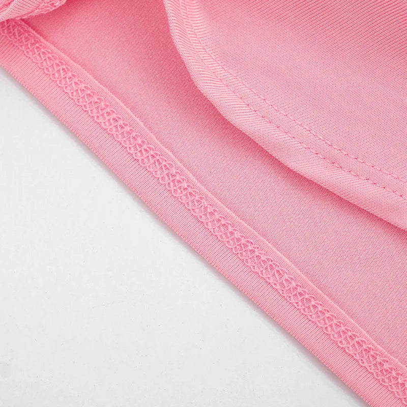 Metal Ring Ribbon Ruched Bodycon Mini Dress Women Solid Sexy Deep V Neck Lace Up Halter Backless Wrap Hip Slim Party Clubwear