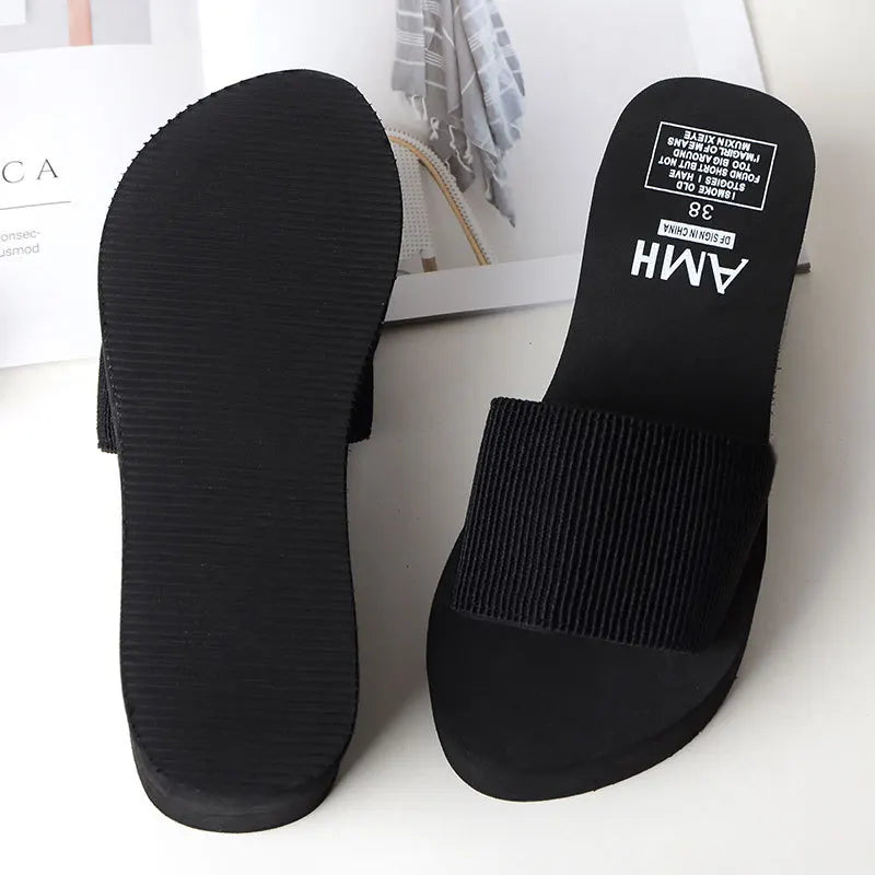 Women Fox Fur Slippers Woman Fashion Sandals Girls Casual Fur Slides 7cm Thick Sole Summer Platform Shoes Modern Slippers Wedges