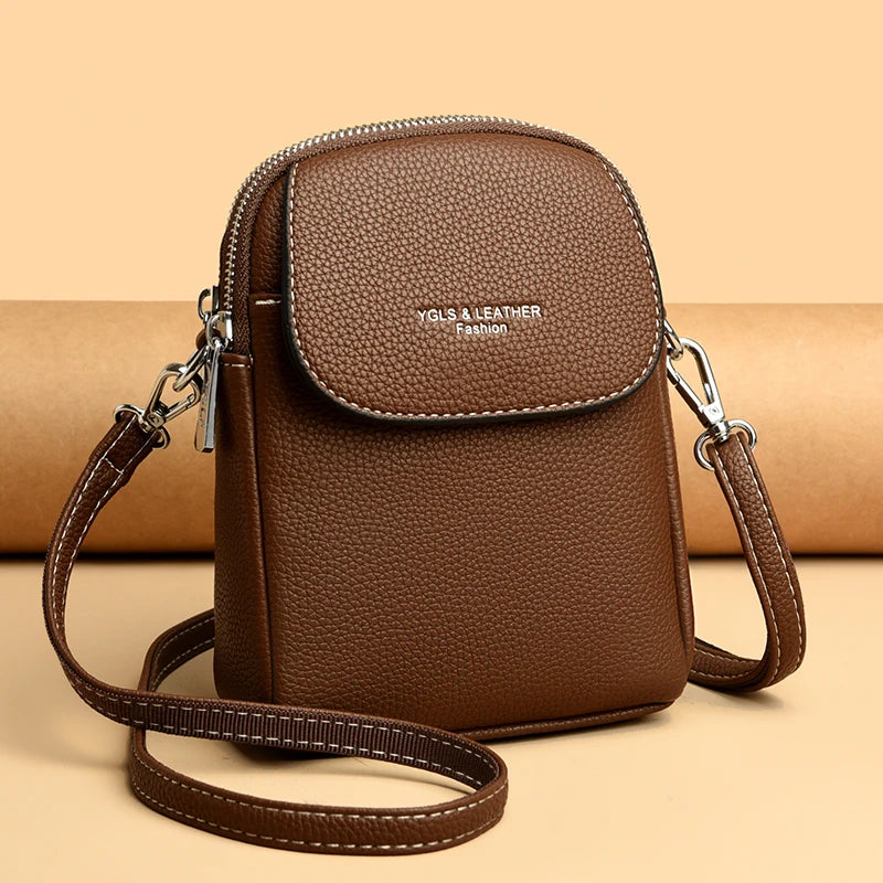 Luxury Leather Women Purse Fashion Female Handbag Brand Designer Shoulder Crossbody Bag High Quality Mobile Phone Bag Wallet