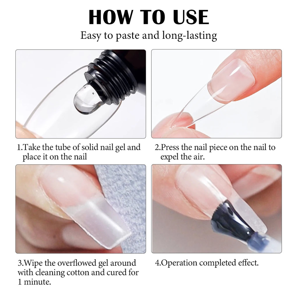 20ml Solid Nail Nail Tips Gel for Press On Nails, Adhesive 3 in 1 Nail Gel for Fake Nails, Super Strong Acrylic Nail Gel
