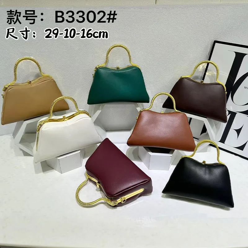 Luxury Designer Handbag for Women 2026 New Retro Commuter Clip Bag Ladies Crossbody Bag
