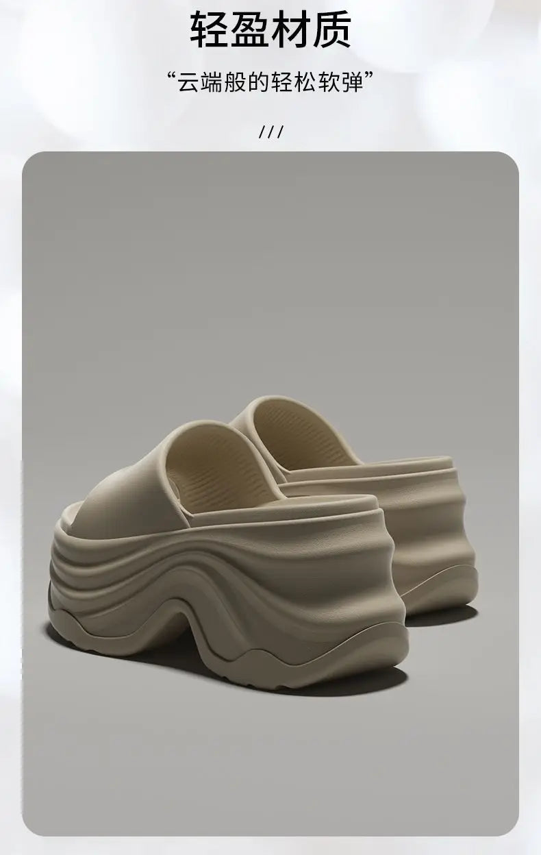 Chunky Platform Slippers for Women Summer 2026 Comfortable Wedge Heels Sandals Woman Solid Non Slip EVA Thick Sole Slides Shoes