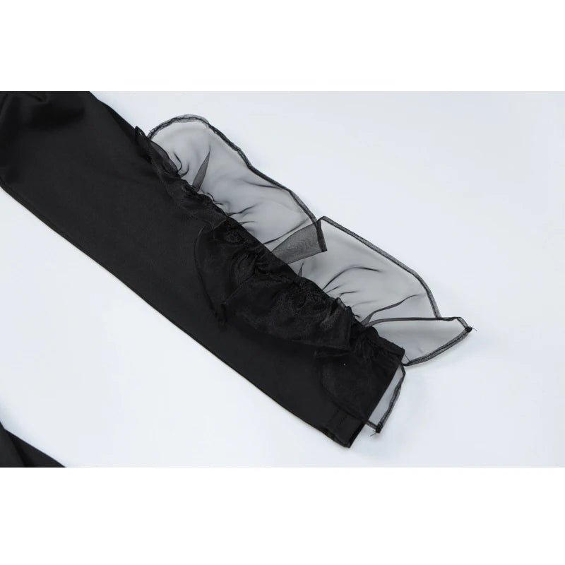 Women's Mesh Ruffled Oblique Shoulder Collar Bodysuit Single Sleeve Jumpsuit Slim Fit Romper New Fashion Y2K5192 - T&NLIFESTYLE Women's Mesh Ruffled Oblique Shoulder Collar Bodysuit Single Sleeve Jumpsuit Slim Fit Romper New Fashion Y2K5192