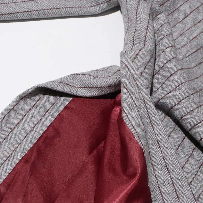 VGH Striped Printing Design Sense Chic Blazer For Women Notched Collar Long Sleeve Spliced Button Slimming Blazer Female Fashion - T&NLIFESTYLE VGH Striped Printing Design Sense Chic Blazer For Women Notched Collar Long Sleeve Spliced Button Slimming Blazer Female Fashion
