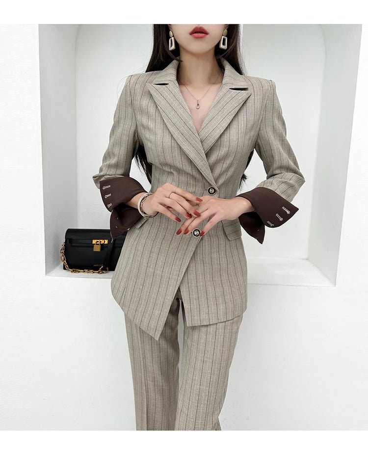 H Han Queen Autumn Winner Formal New Two Piece Set 2024 Elegant Long Sleeve Suit Jacket & Pants Sets Korean Casual Women's Suits - T&NLIFESTYLE H Han Queen Autumn Winner Formal New Two Piece Set 2024 Elegant Long Sleeve Suit Jacket & Pants Sets Korean Casual Women's Suits